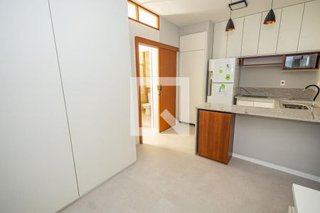 Sala e cozinha americana de apartamento para alugar com 1 quarto, 30m² em Paquetá, Belo Horizonte