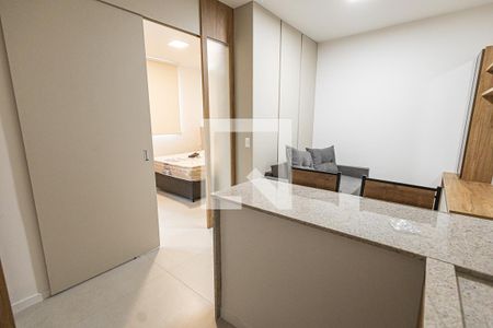 Sala e cozinha americana de apartamento para alugar com 1 quarto, 33m² em Paquetá, Belo Horizonte