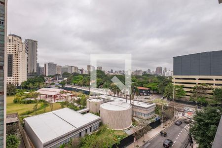 Sala/Cozinha - Vista Varanda de kitnet/studio à venda com 1 quarto, 26m² em Pinheiros, São Paulo