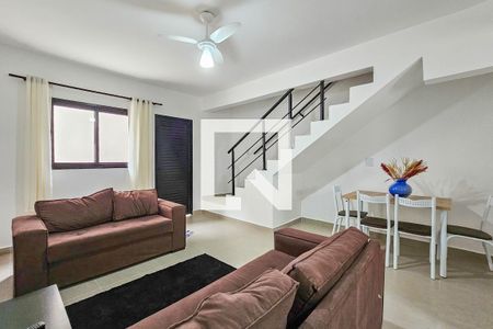 Sala de casa de condomínio para alugar com 2 quartos, 75m² em Balneario Praia do Perequê, Guarujá