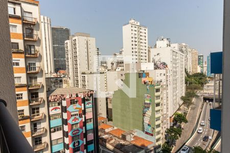 Varanda - Vista de kitnet/studio para alugar com 1 quarto, 27m² em Vila Buarque, São Paulo