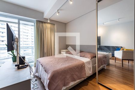 Sala e quarto de apartamento para alugar com 1 quarto, 54m² em Pompéia, Santos