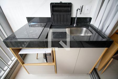 Varanda/Cozinha de kitnet/studio para alugar com 1 quarto, 23m² em Cerqueira César, São Paulo