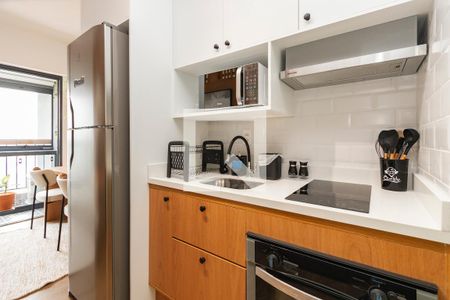 Cozinha de apartamento à venda com 1 quarto, 28m² em Brooklin Paulista, São Paulo