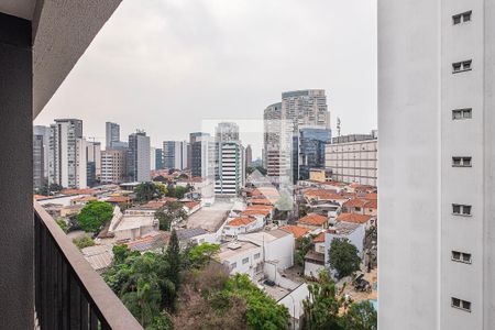 Sala/Cozinha - Vista Varanda de apartamento à venda com 1 quarto, 30m² em Pinheiros, São Paulo