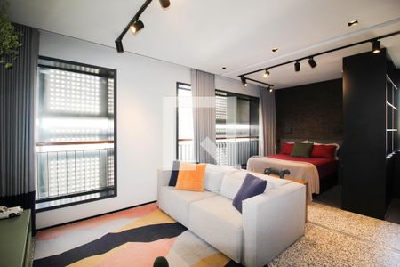 Sala de apartamento à venda com 1 quarto, 48m² em Indianópolis, São Paulo