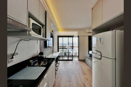 Cozinha de apartamento à venda com 1 quarto, 28m² em Brooklin Paulista, São Paulo