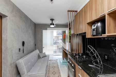 Sala/ Cozinha de apartamento para alugar com 1 quarto, 29m² em Jardim Caravelas, São Paulo