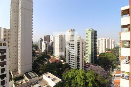 Vista da Varanda de apartamento à venda com 1 quarto, 45m² em Indianópolis, São Paulo