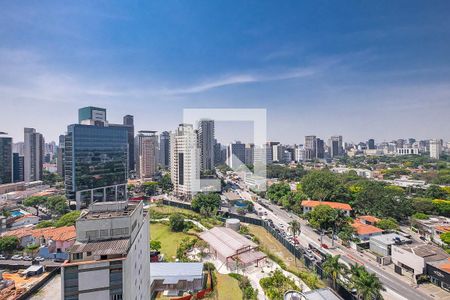 Sala/Cozinha - Vista Varanda de apartamento à venda com 1 quarto, 27m² em Pinheiros, São Paulo