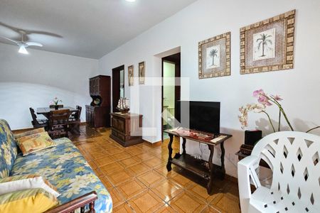 Sala de apartamento para alugar com 1 quarto, 60m² em Jardim Tres Marias, Guarujá