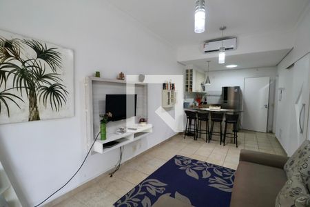 Sala de apartamento para alugar com 1 quarto, 68m² em Jardim Tres Marias, Guarujá