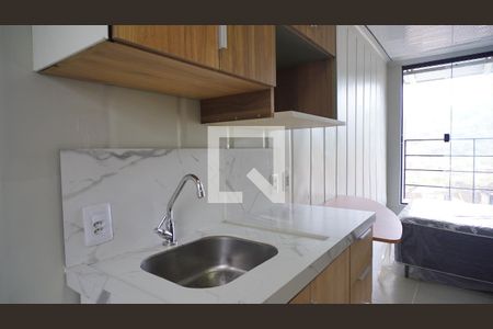 Cozinha de kitnet/studio para alugar com 1 quarto, 19m² em Saco Grande, Florianópolis