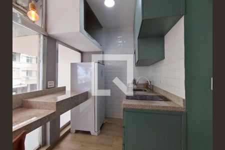 Cozinha americana de apartamento para alugar com 1 quarto, 33m² em Copacabana, Rio de Janeiro