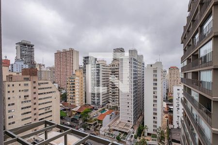 Sala/Quarto/Cozinha - Vista Varanda de apartamento à venda com 1 quarto, 28m² em Cerqueira César, São Paulo