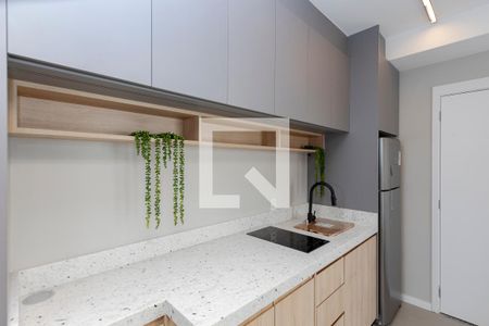 Sala/ Cozinha de apartamento para alugar com 1 quarto, 31m² em Jardim das Acácias, São Paulo