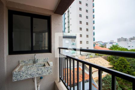 Varanda da sala/Área de serviço de apartamento à venda com 1 quarto, 41m² em Vila Valparaíso, Santo André