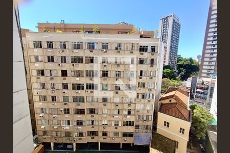 Varanda da Sala - Vista de apartamento à venda com 1 quarto, 41m² em Botafogo, Rio de Janeiro