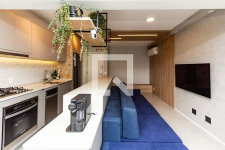 Sala/Cozinha de apartamento à venda com 2 quartos, 55m² em Indianópolis, São Paulo