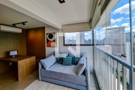 Varanda - Sala/Cozinha de apartamento para alugar com 1 quarto, 42m² em Vila Mariana, São Paulo