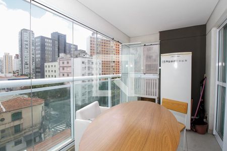 Varanda e Cozinha de kitnet/studio à venda com 1 quarto, 32m² em Pinheiros, São Paulo