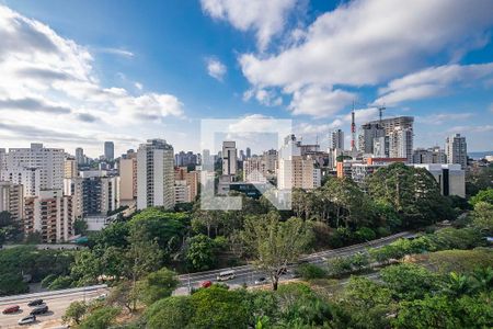 Sala/Cozinha - Vista de apartamento à venda com 2 quartos, 74m² em Cerqueira César, São Paulo