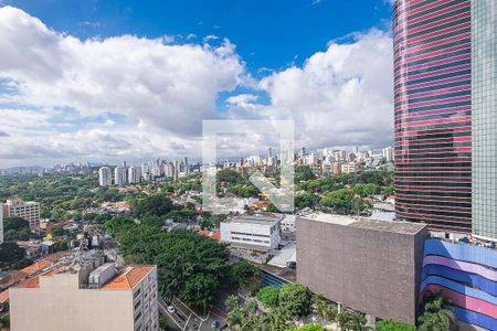 Sala/Cozinha - Vista de apartamento para alugar com 1 quarto, 25m² em Pinheiros, São Paulo