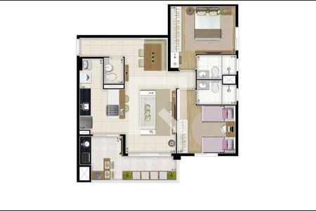 Apartamento à venda com 74m², 2 quartos e 2 vagas Apartamento à venda com 74m², 2 quartos e 2 vagasDetalhe