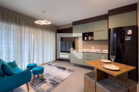 Sala e cozinha de kitnet/studio para alugar com 1 quarto, 40m² em Vila Mariana, São Paulo