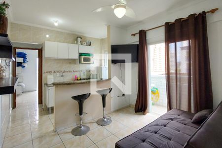 Sala de apartamento para alugar com 1 quarto, 47m² em Boqueirão, Praia Grande