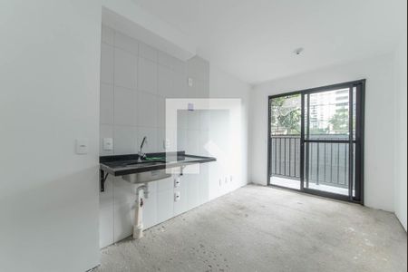 Sala - Cozinha Integrada de apartamento para alugar com 1 quarto, 27m² em Campo Belo, São Paulo