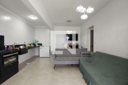 Sala/cozinha  de apartamento para alugar com 1 quarto, 53m² em Vila Caiçara, Praia Grande