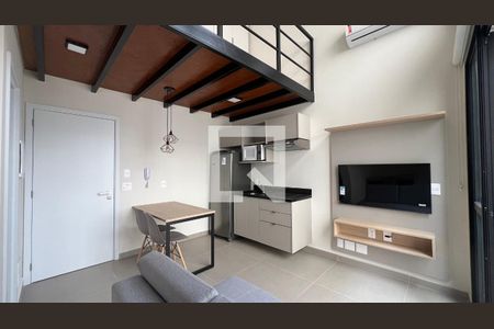 Sala e cozinha de kitnet/studio à venda com 1 quarto, 45m² em Vila Madalena, São Paulo