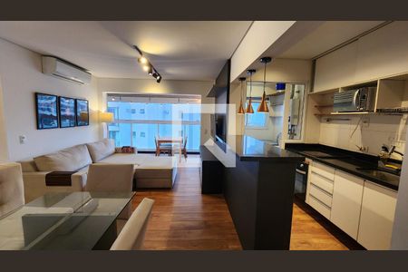 Sala de apartamento para alugar com 1 quarto, 55m² em Ponta da Praia, Santos