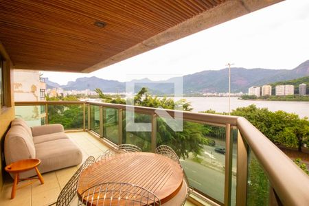 Varanda da Sala - Vista para a Lagoa e Cristo redentor de apartamento para alugar com 2 quartos, 96m² em Lagoa, Rio de Janeiro