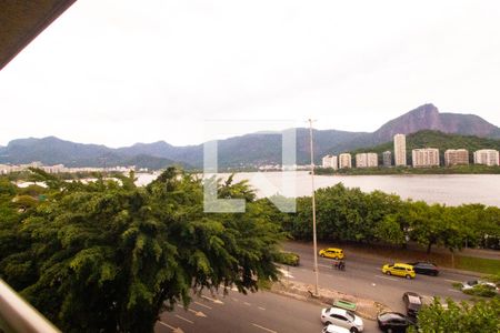 Varanda da Sala - Vista para a Lagoa e Cristo redentor de apartamento para alugar com 2 quartos, 96m² em Lagoa, Rio de Janeiro