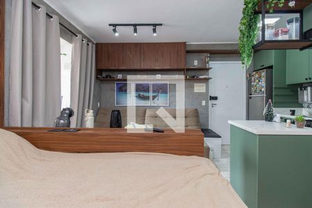 Sala e quarto de apartamento para alugar com 1 quarto, 35m² em Cambuci, São Paulo