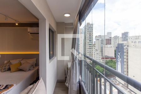 Studio - Varanda de kitnet/studio para alugar com 1 quarto, 27m² em Barra Funda, São Paulo