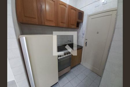 Cozinha de apartamento para alugar com 1 quarto, 26m² em Centro, São Vicente