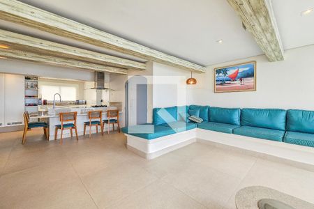 Sala de apartamento para alugar com 3 quartos, 110m² em Morro do Maluf, Guarujá