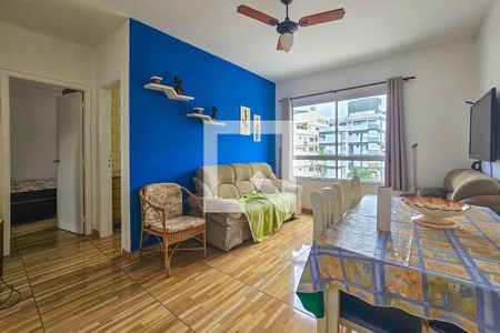 Sala de apartamento para alugar com 1 quarto, 50m² em Jardim Tres Marias, Guarujá