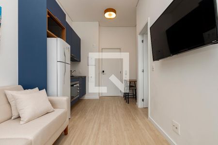 Sala/ Cozinha de apartamento à venda com 1 quarto, 34m² em Jardim das Acacias, São Paulo