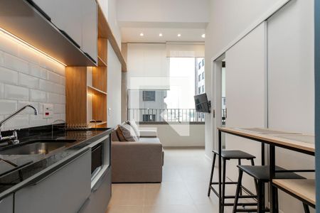 Sala/ Cozinha de apartamento para alugar com 1 quarto, 34m² em Jardim das Acacias, São Paulo