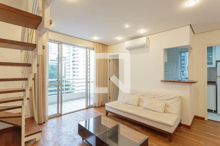 Sala de apartamento para alugar com 2 quartos, 70m² em Indianópolis, São Paulo