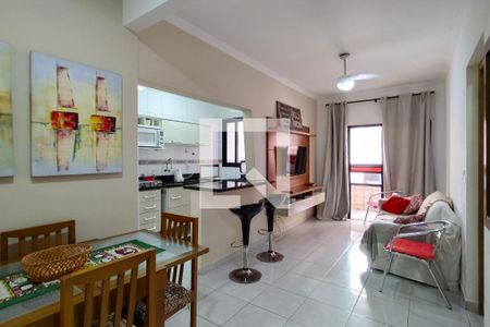 Sala de apartamento para alugar com 1 quarto, 57m² em Vila Tupi, Praia Grande