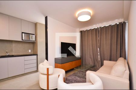 Sala ambientes de apartamento para alugar com 1 quarto, 55m² em Lourdes, Belo Horizonte