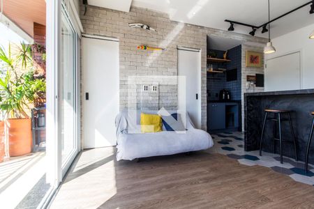 Sala de apartamento à venda com 1 quarto, 50m² em Residencial Tambore Iii, Santana de Parnaíba