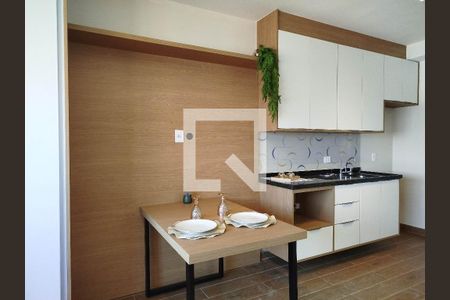 Cozinha - com mesa e armários de kitnet/studio à venda com 1 quarto, 26m² em Vila Matilde, São Paulo