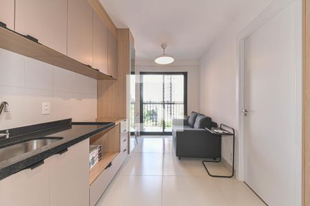 Sala - Cozinha Integrada de apartamento à venda com 1 quarto, 26m² em Campo Belo, São Paulo