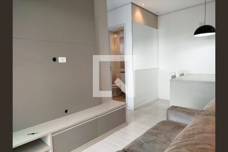 Sala com cozinha americana de apartamento para alugar com 1 quarto, 40m² em Vila Regente Feijó, São Paulo